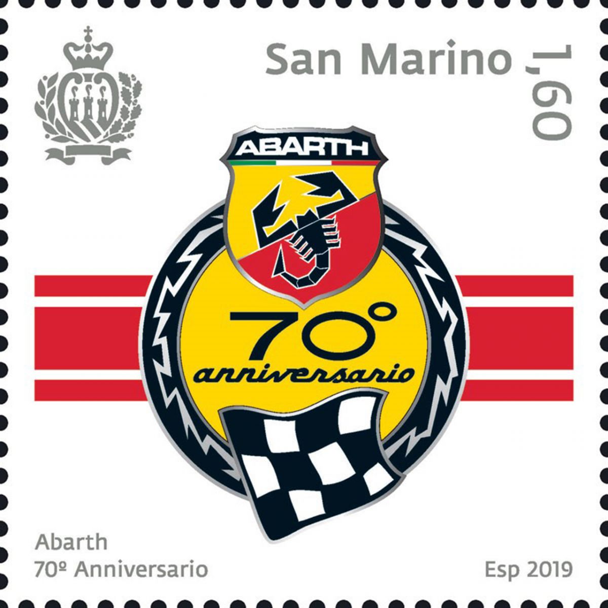 Briefmarke zum 70. Geburtstag von Abarth