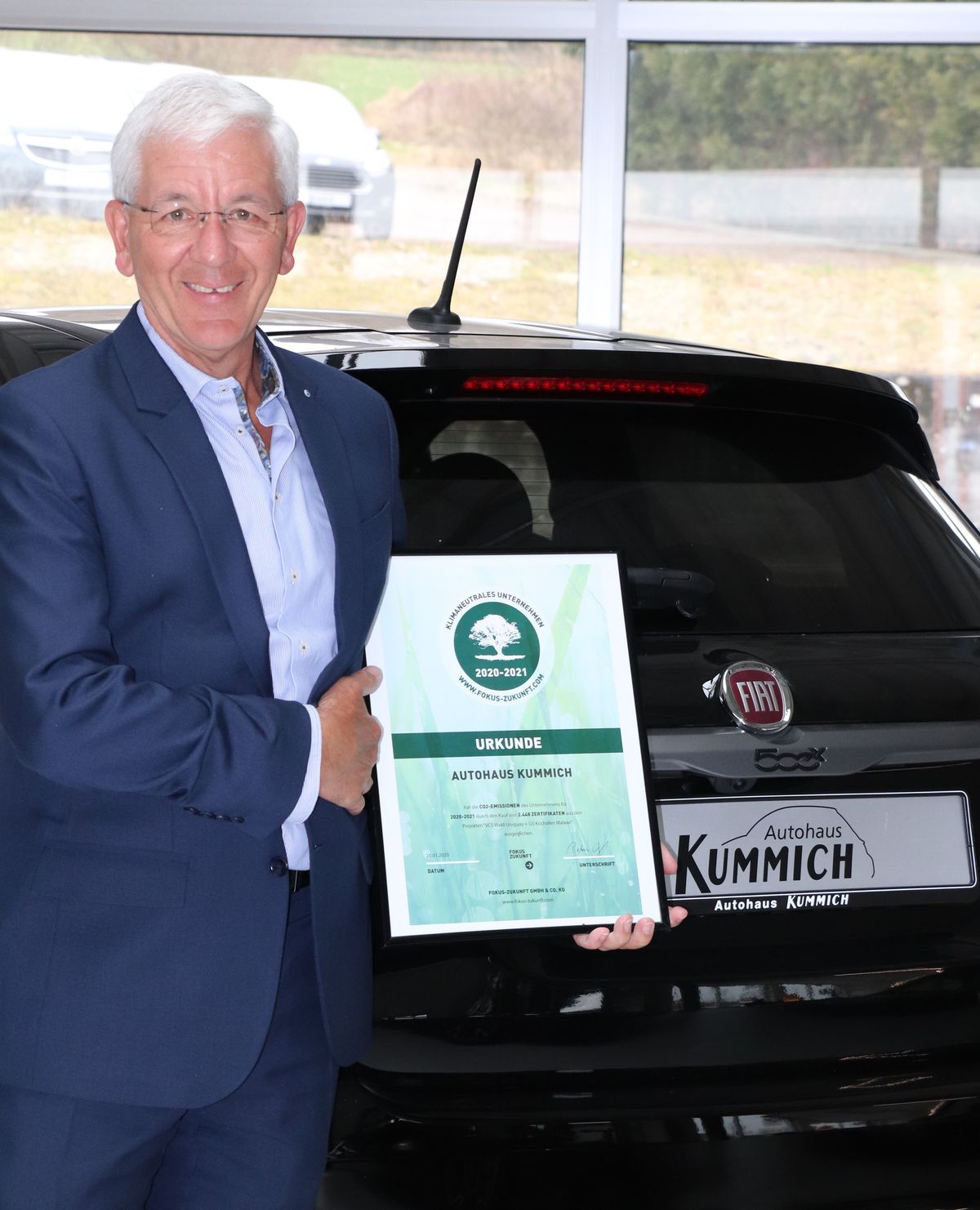 FCA-Partner Autohaus Kummich GmbH als einer der ersten deutschen Vertriebsstandorte bereits für 2020 und 2021 CO2-neutral zertifiziert