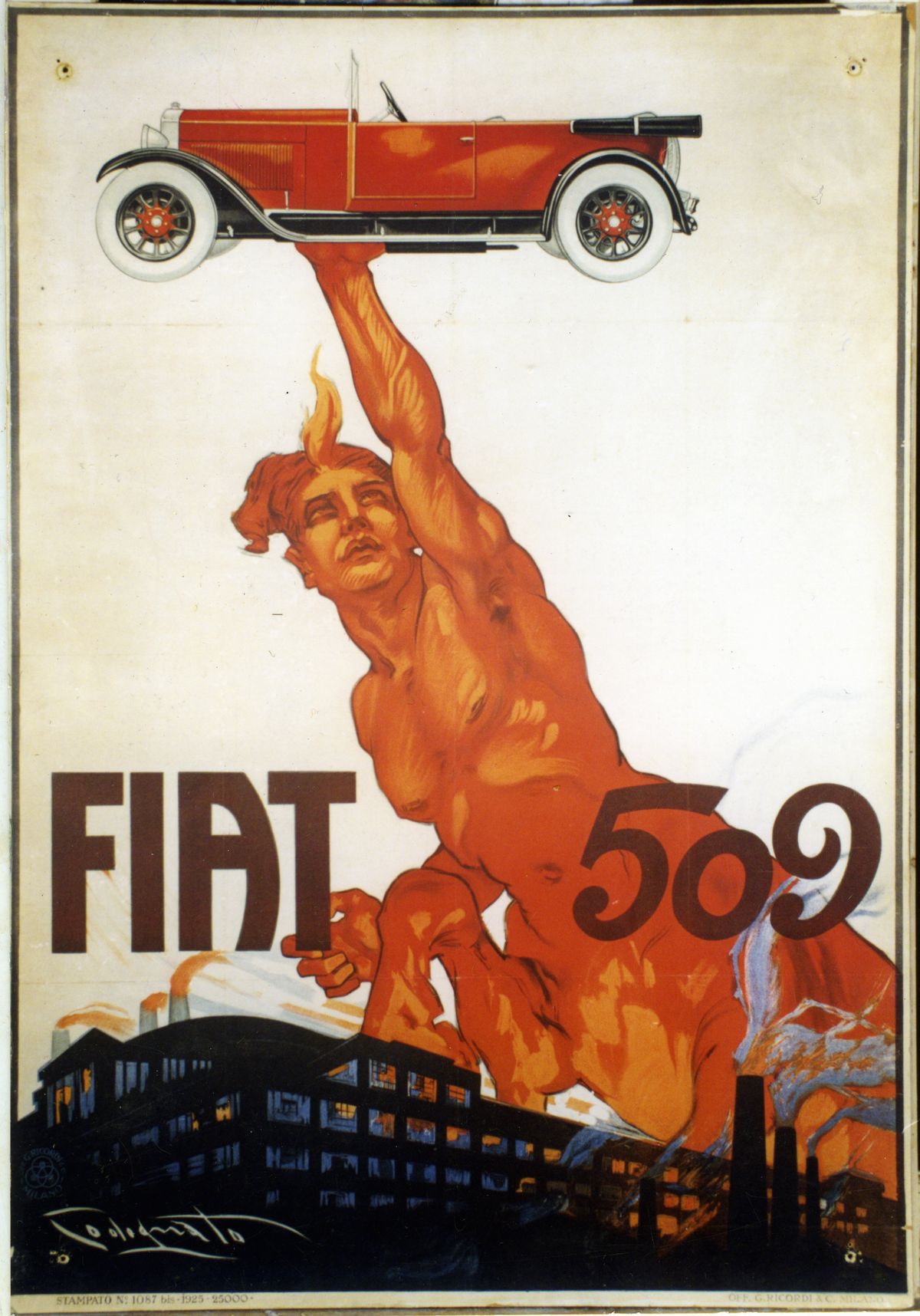 Plakat, Centaur mit Fiat 509, Codognato, 1925, Archivio Storico Fiat